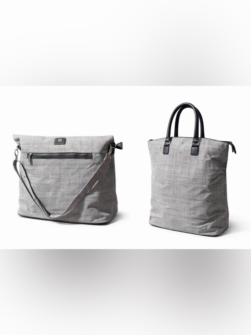 Anne Klein, Travel Bag, Glen Plaid, Top Zip Overnight Weekender.  BR